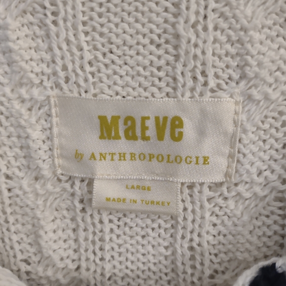 Maeve by Anthropologie Lighthouse Sailor Collar Cable Knit Cardigan White Large - Picture 11 of 16